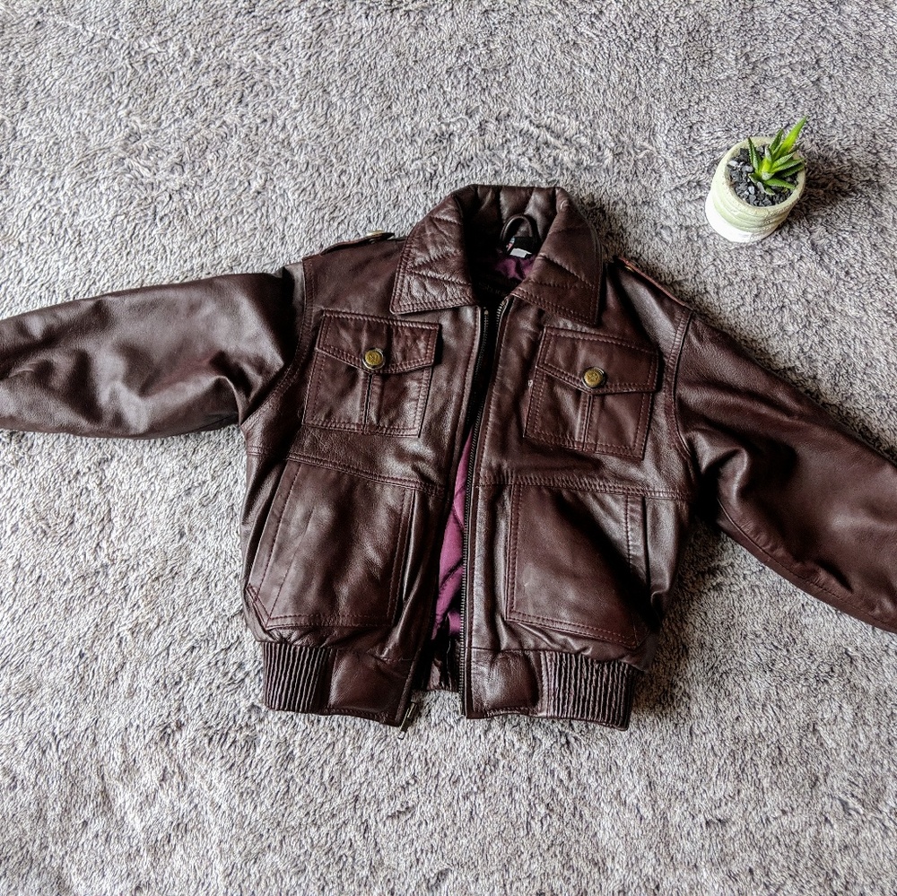 Leather Kids Coat size S